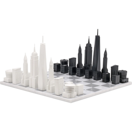 SKYLINE CHESS SKYLINE CHESS Chess Set Acrylic New York Edition with Marble Hatch Board
