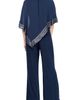 SL FASHIONS SL FASHIONS Asymmetrical Foil Trim Cape Jumpsuit - 2