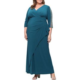 SL FASHIONS SL FASHIONS Beaded Sleeve Empire Waist Gown