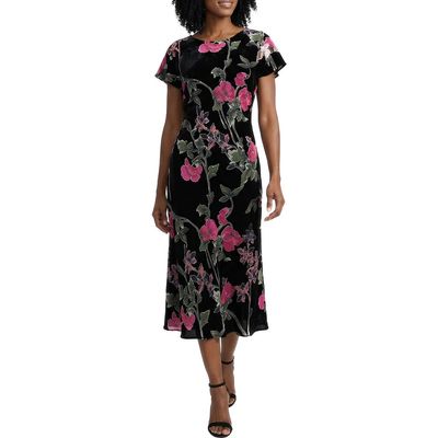 SL FASHIONS SL FASHIONS Burnout Velvet Midi Dress