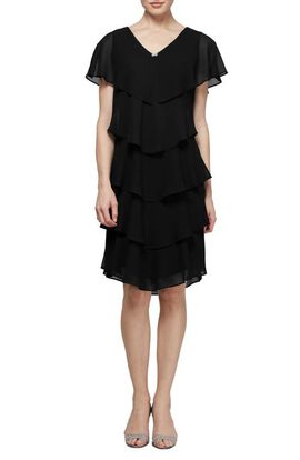 SL FASHIONS SL FASHIONS Cape Top Tiered Georgett Dress