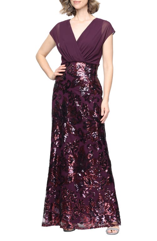 SL FASHIONS SL FASHIONS Chiffon Bodice Sequin Gown