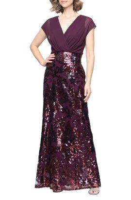 SL FASHIONS SL FASHIONS Chiffon Bodice Sequin Gown