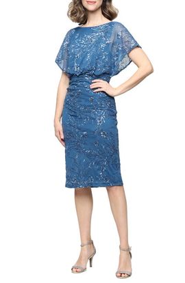 SL FASHIONS SL FASHIONS Embroidered Sequin Chiffon Cocktail Dress