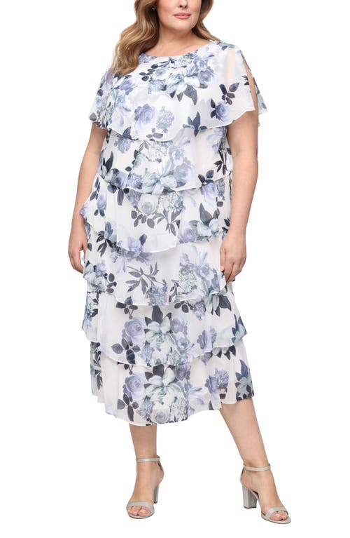 SL FASHIONS SL FASHIONS Floral Capelet Tiered Midi Dress