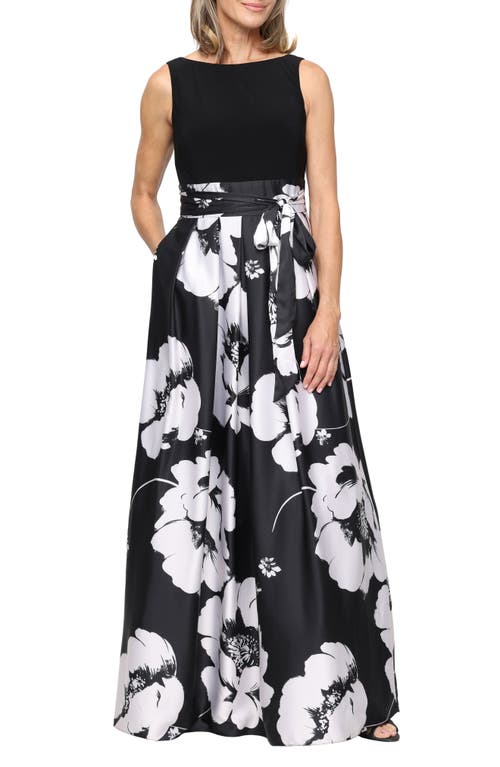 SL FASHIONS SL FASHIONS Floral Print Satin Gown