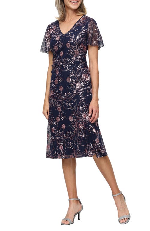 SL FASHIONS SL FASHIONS Floral Sequin Cocktail Dress