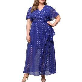 SL FASHIONS SL FASHIONS Flutter Sleeve Fil Coupé Maxi Dress