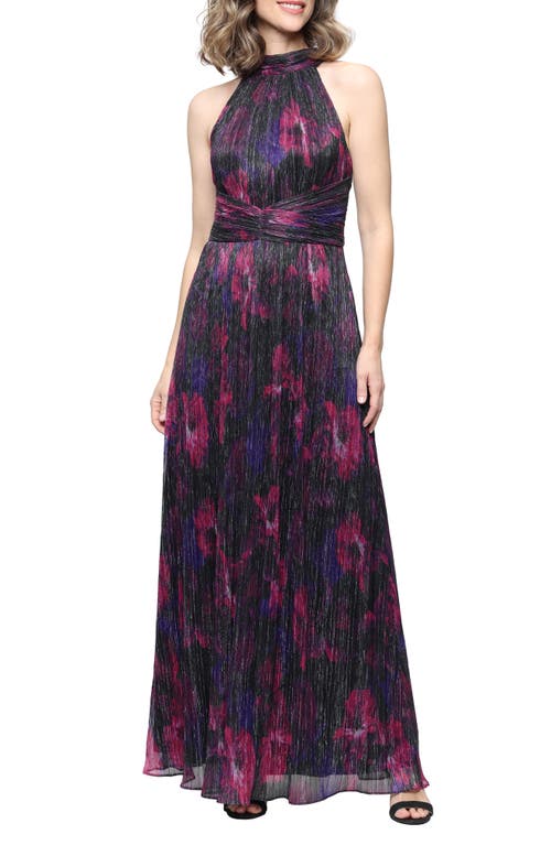 SL FASHIONS SL FASHIONS Halter Neck Printed Maxi Gown
