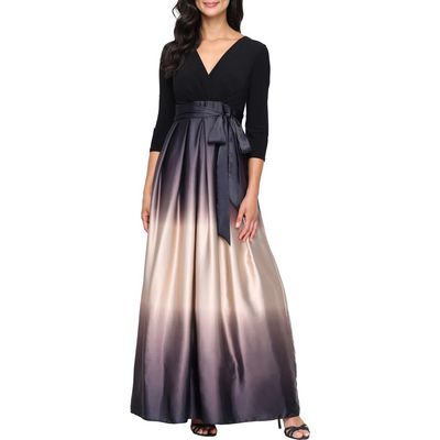SL FASHIONS SL FASHIONS Jersey Bodice Ombré Satin A-Line Gown