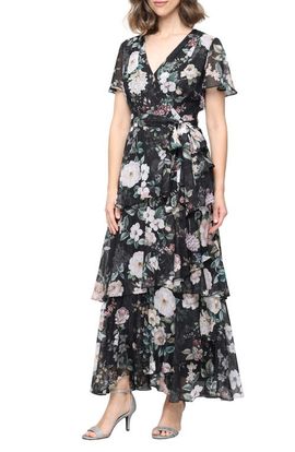 SL FASHIONS SL FASHIONS Metallic Floral Chiffon Gown