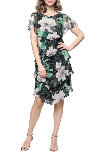 SL FASHIONS SL FASHIONS Metallic Floral Print Dress