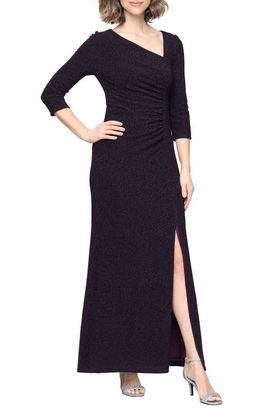 SL FASHIONS SL FASHIONS Metallic Knit Ruched Cocktail Dress