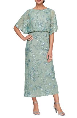 SL FASHIONS - Foil Print Dress in Steel at Nordstrom, Size 6