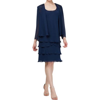 SL FASHIONS SL FASHIONS Sequin Chiffon Two-Piece Dress with Jacket