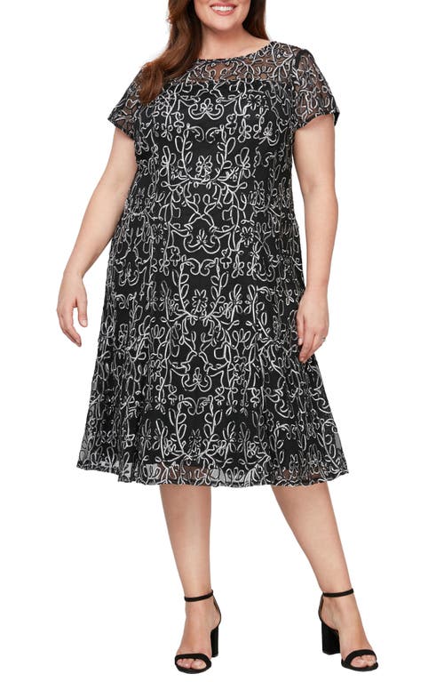 SL FASHIONS SL FASHIONS Sheer Yoke Soutache Cocktail Dress