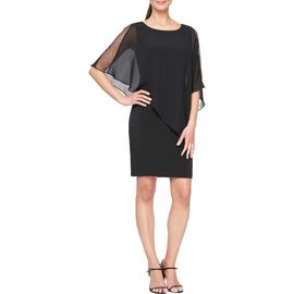 SL FASHIONS SL FASHIONS Short Sheath Dress & Embellished Cape Set
