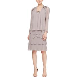 SL FASHIONS SL FASHIONS SLNY Sequin Chiffon Jacket Dress