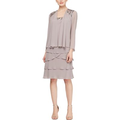 SL FASHIONS SL FASHIONS SLNY Sequin Chiffon Jacket Dress