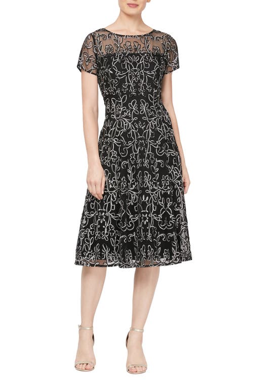 SL FASHIONS SL FASHIONS SLNY Sheer Yoke Soutache Dress