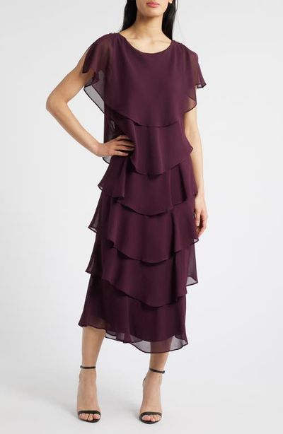 SL FASHIONS SL FASHIONS Tiered Chiffon Midi Dress