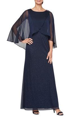 SL FASHIONS SL FASHIONS Tulip Capelet Shimmer Gown