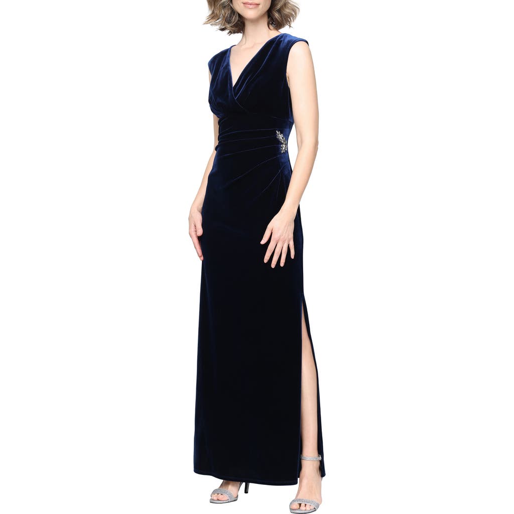 SL FASHIONS SL FASHIONS Velvet Surplice Gown