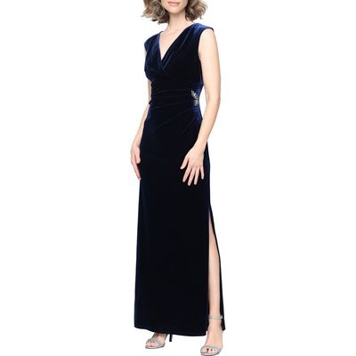 SL FASHIONS SL FASHIONS Velvet Surplice Gown
