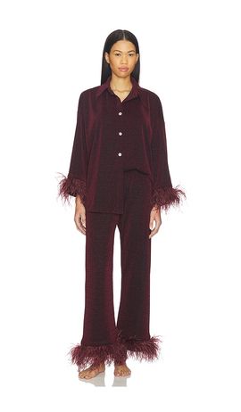 Sleeper Sleeper Cosmos Oversized Lurex Pajamas Set With Detachable Feathers