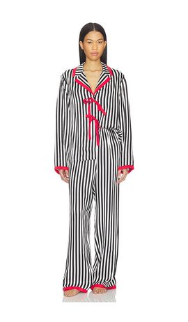 Sleeper Sleeper Phoenix Striped Set With Red Bow Details