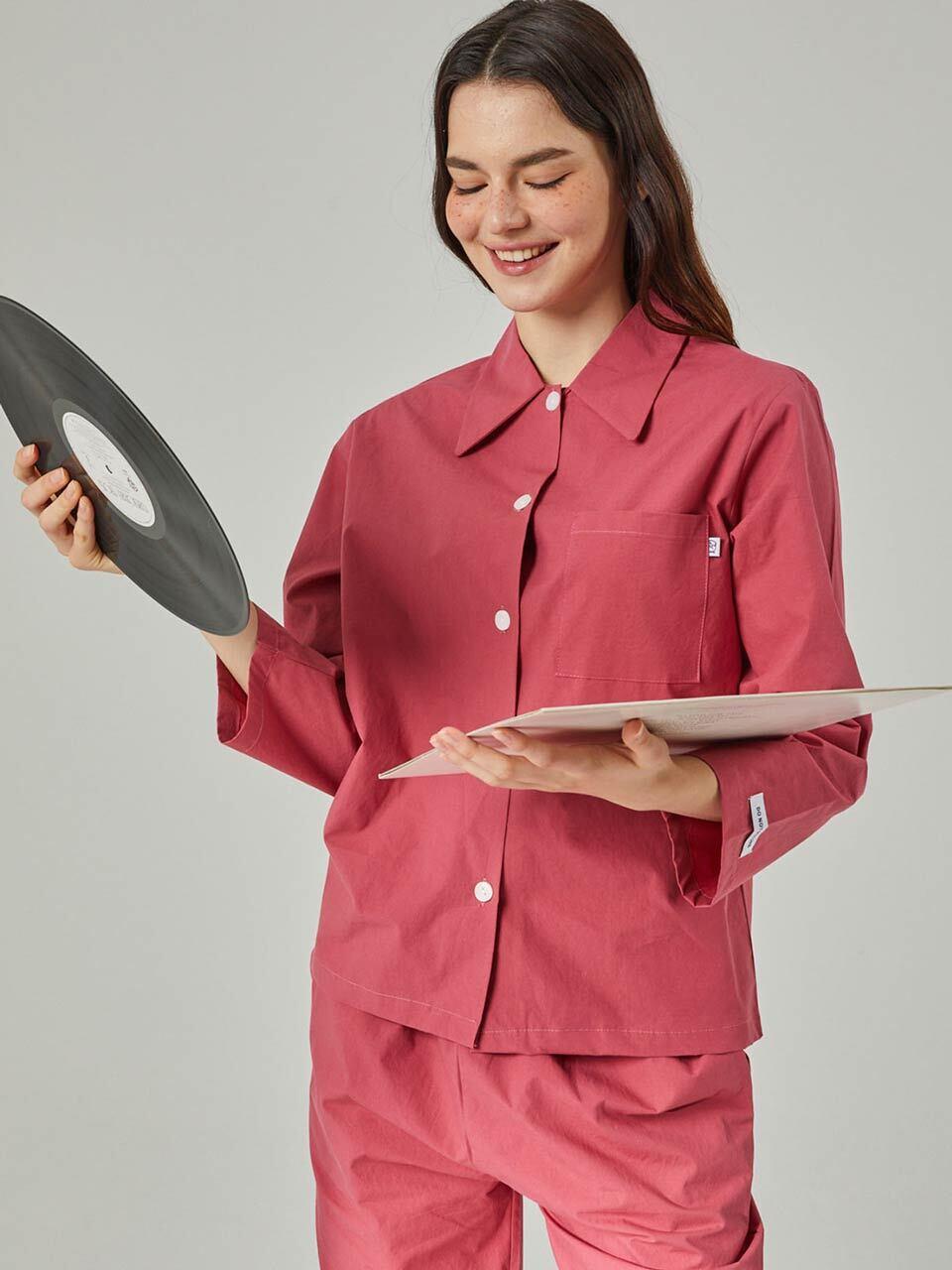SLEEPYCAT Solid Collar Pattern Stay Home Pajama