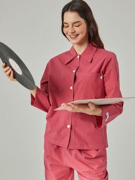 SLEEPYCAT Solid Collar Pattern Stay Home Pajama