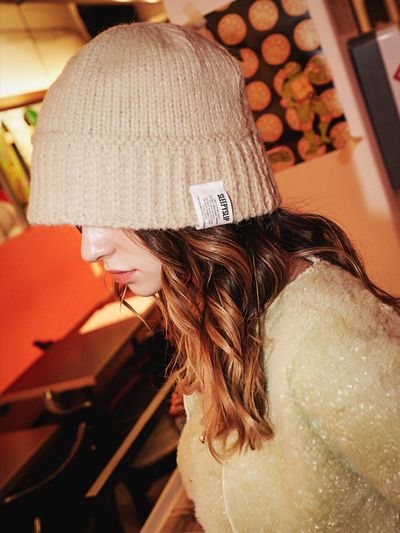 SLEEPYSLIP Alpaca Knit Bucket Hat - Beige