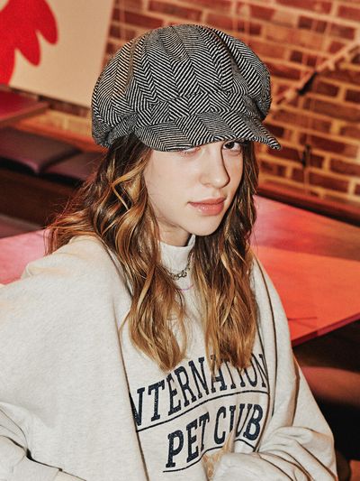 SLEEPYSLIP BD Herringbone Newsboy Beret Hat - Black