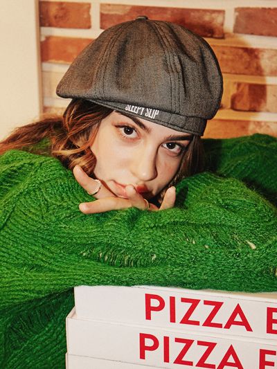 SLEEPYSLIP SL Herringbone Newsboy Beret Hat - Black