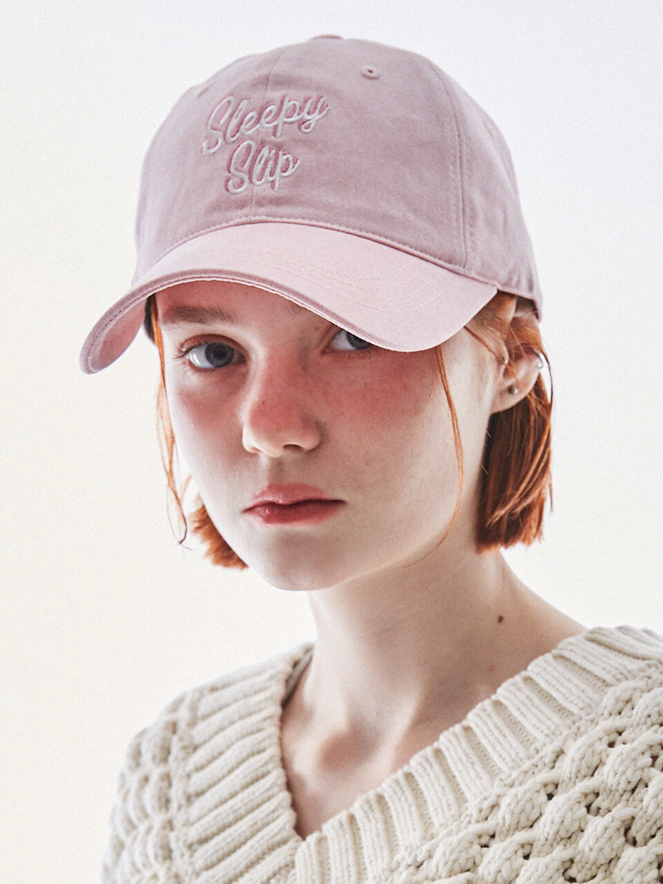 SLEEPYSLIP Spelling Powder Pink Ball Cap