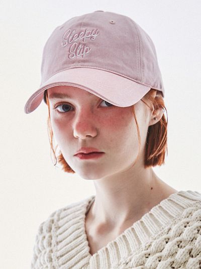 SLEEPYSLIP Spelling Powder Pink Ball Cap
