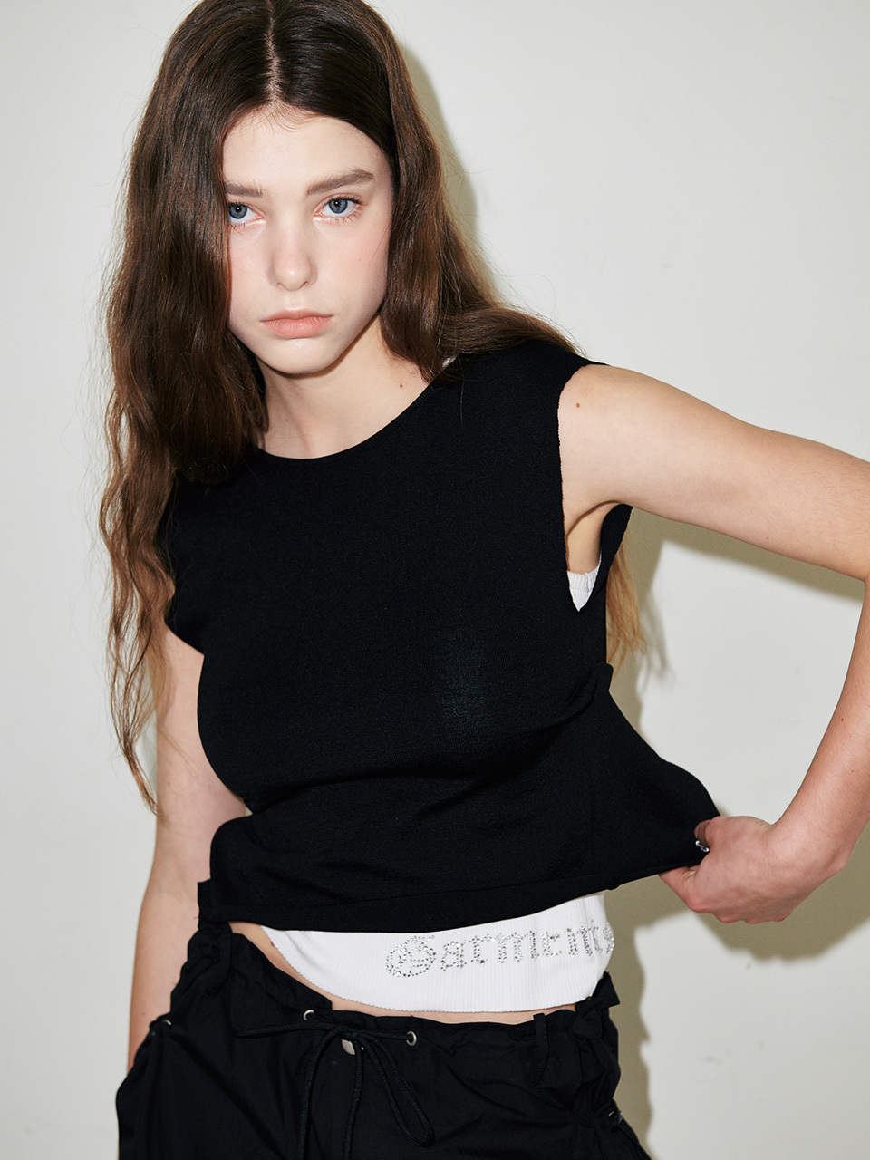 sllow garments Backless Ribbon Point Knit - Black
