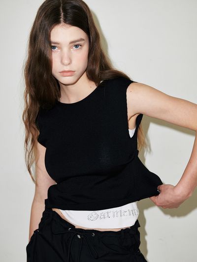 sllow garments Backless Ribbon Point Knit - Black