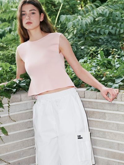 sllow garments Backless Ribbon Point Knit - Pink
