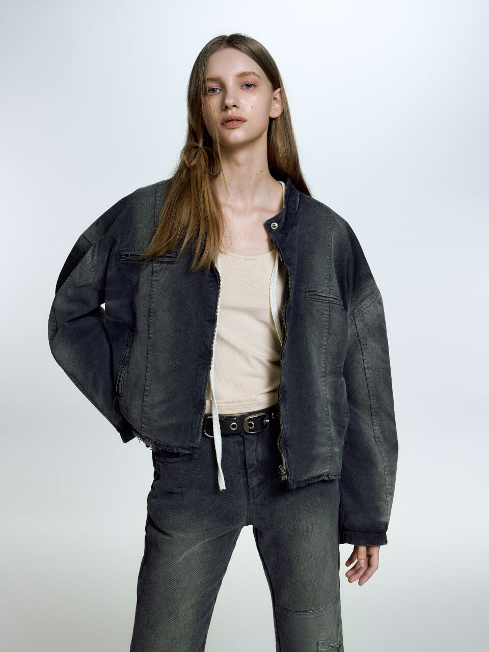 sllow garments Dyed Cotton Biker Jacket