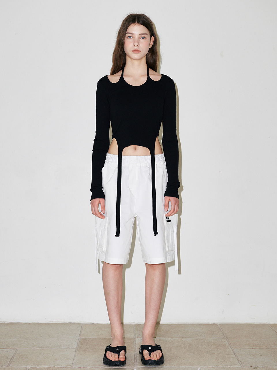 sllow garments Ribbon Cargo Shorts - White