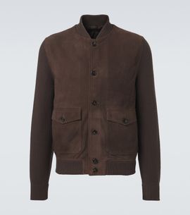 Slowear Slowear Cotton-trimmed suede bomber jacket