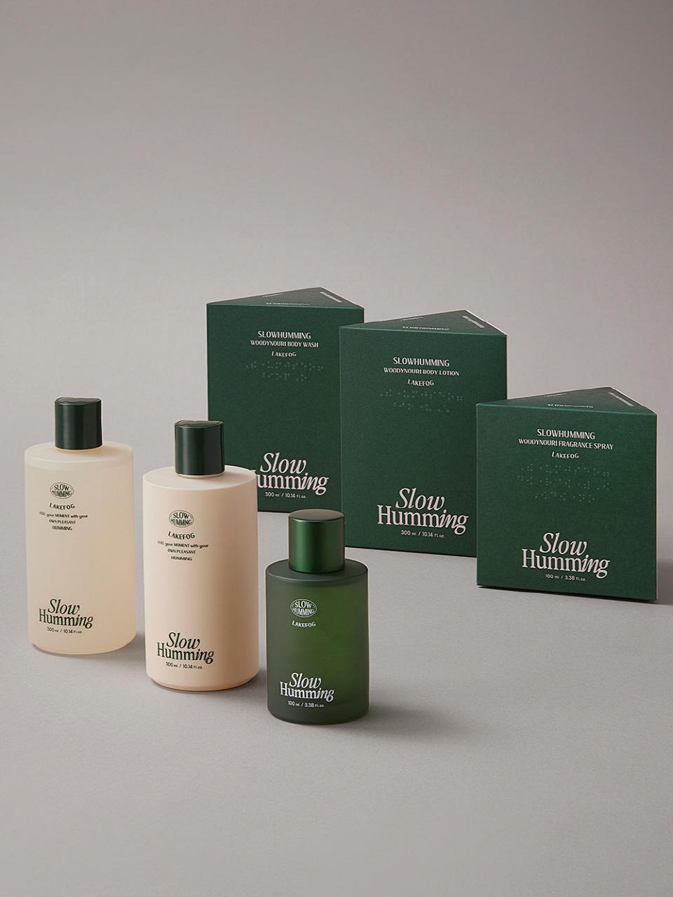slowhumming Woodinary Body Wash + Lotion + Fragrance Lake Fog SET