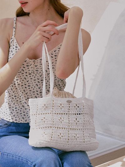 Slowslowly Lily Metallic Crochet Big Shoulder Bag _ Aurora