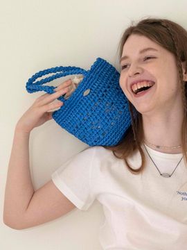 Slowslowly Lily Raffia Mini Tote Bag_ Blue