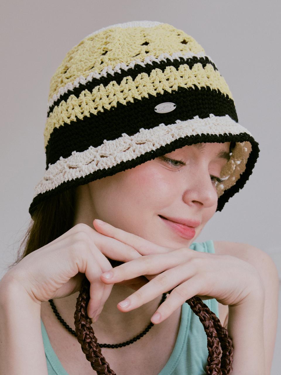 Slowslowly No.230 / Cotton Candy Punching Bucket Hat _ Yellow