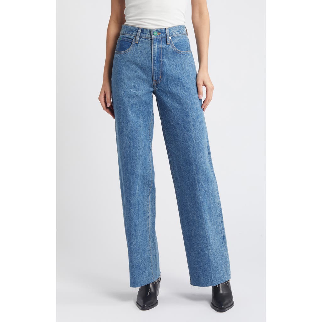 SLVRLAKE SLVRLAKE Grace High Waist Raw Hem Organic Cotton Wide Leg Jeans