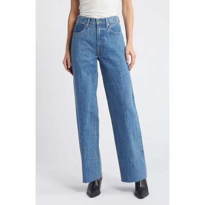 SLVRLAKE SLVRLAKE Grace High Waist Raw Hem Organic Cotton Wide Leg Jeans