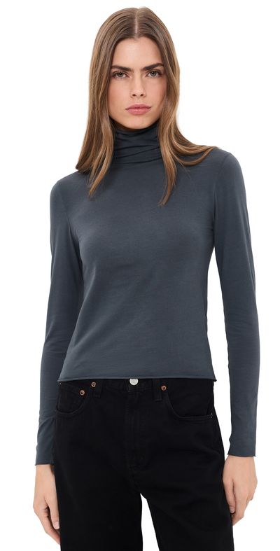 SLVRLAKE SLVRLAKE Supima Turtleneck Tee Washed Black